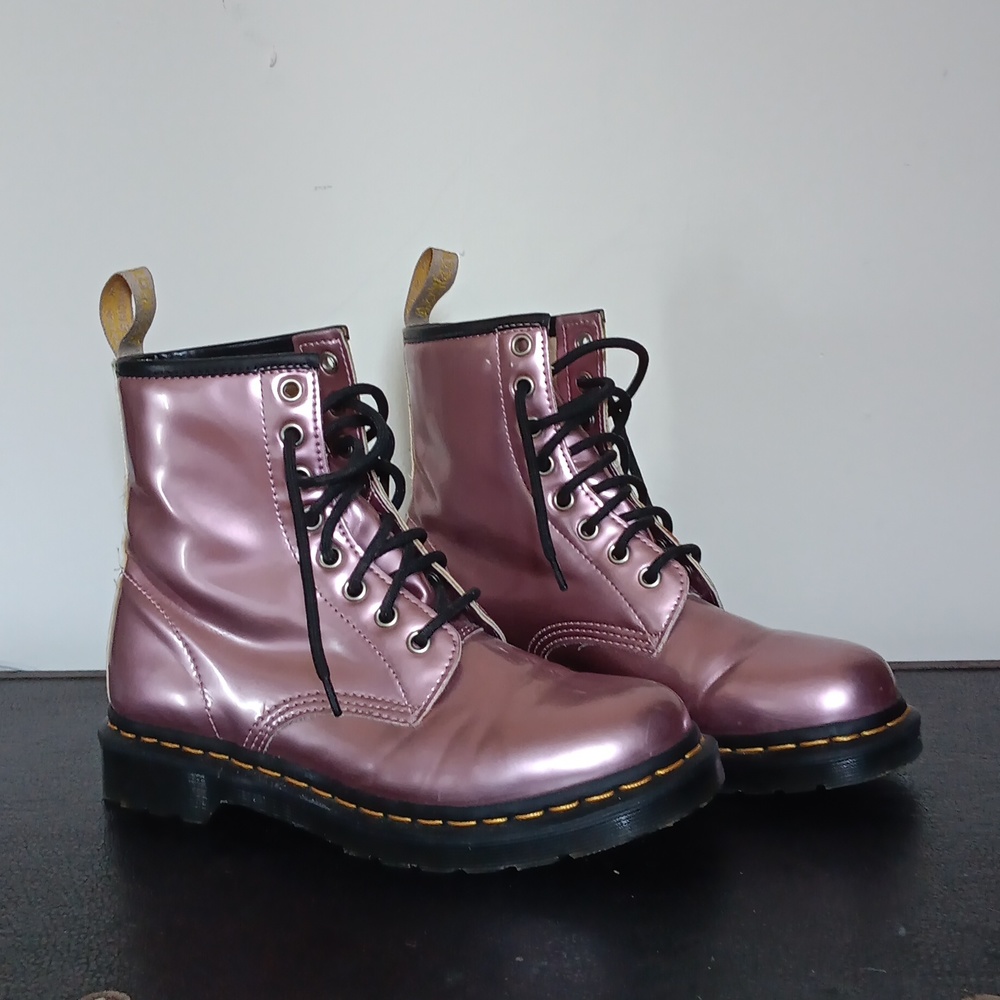 Doc martens discontinued metallic pink boots size 7